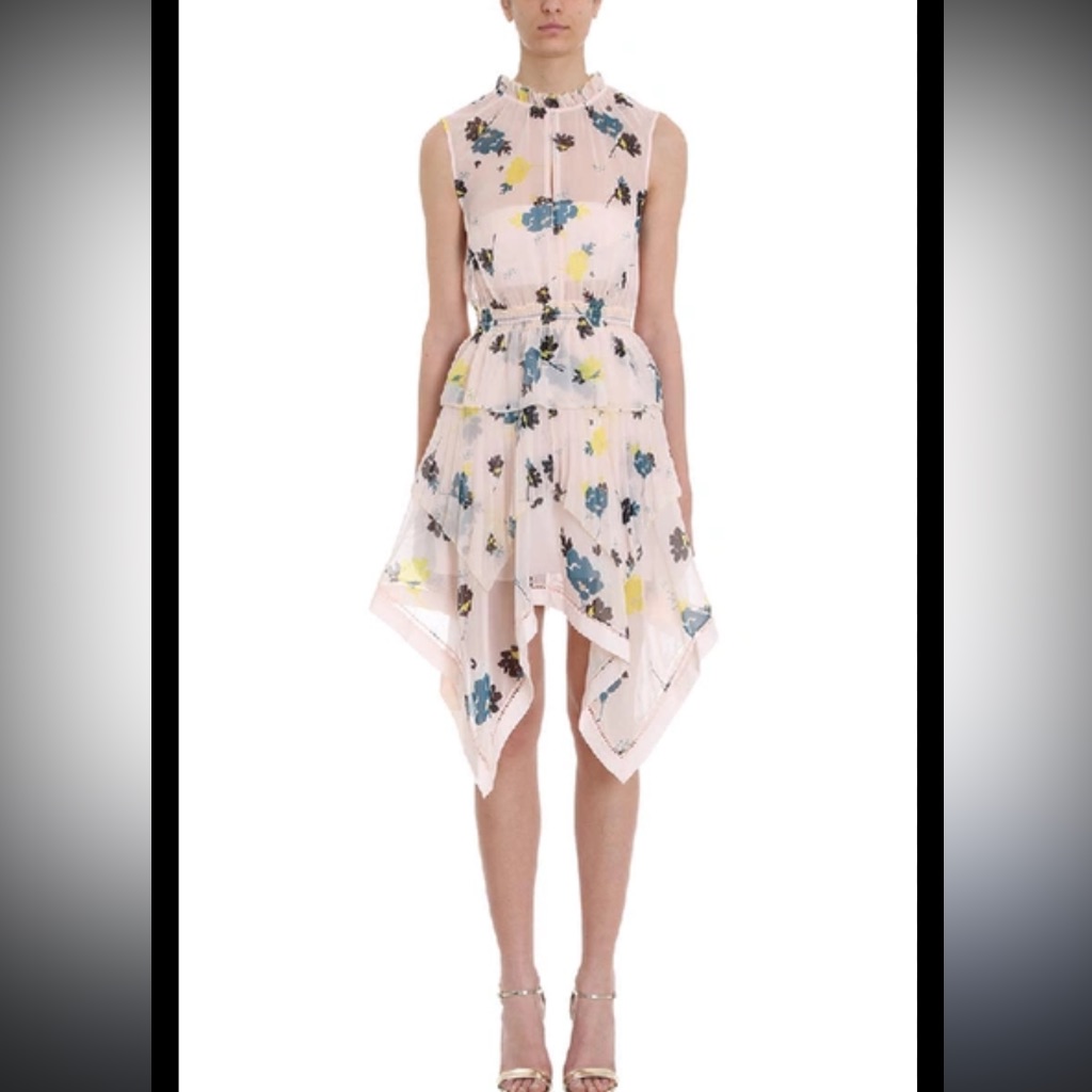 Floral Sleeveless Handkerchief Hem Dress Self-Portrait Asymmetric Chiffon Dress